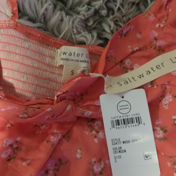 saltwater LUXE Coral Floral Puff Sleeve Dress - Picture 4 of 6